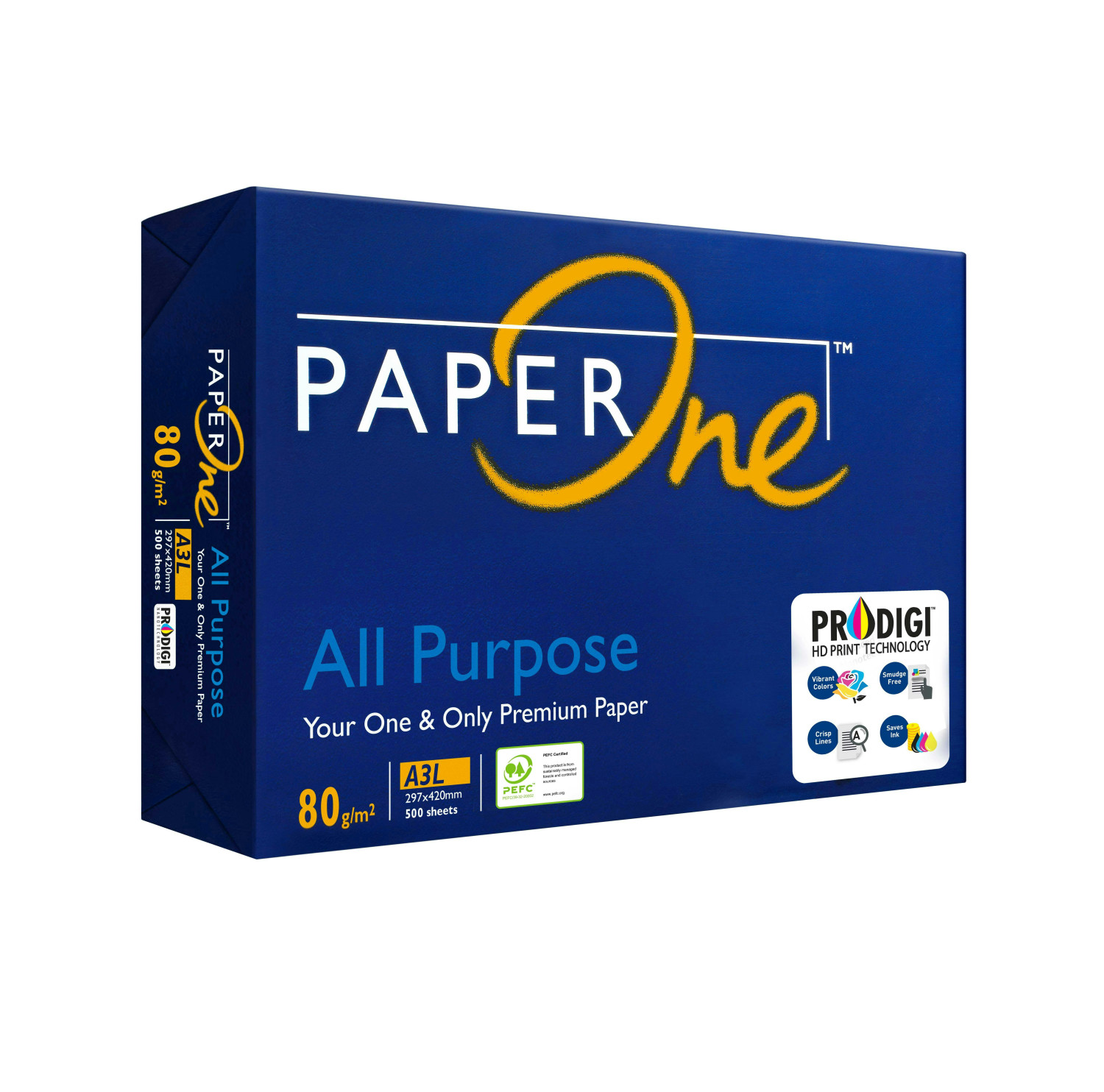 PaperOne  All Purpose Premium Copy Paper, 80 GSM, A3 Size, 500 sheets ream