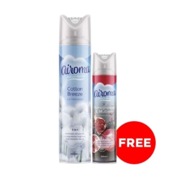 Airoma Air Freshner Cotton Breeze 300ml + POM & Mulberry FREE