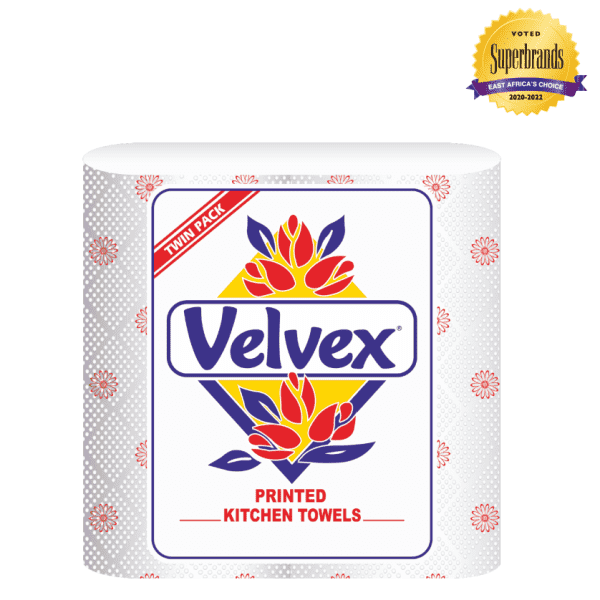 Velvex Printed White Kitchen Towel Twin Pack