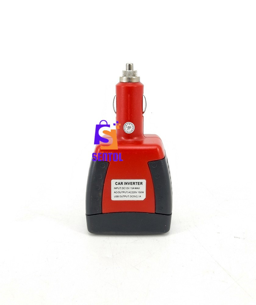 Car Power Inverter 150W DC 12V to AC 220V Out, 2.1A USB Fast Charger