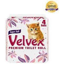 Velvex toilet tissue printed pink 4s Unwrapped
