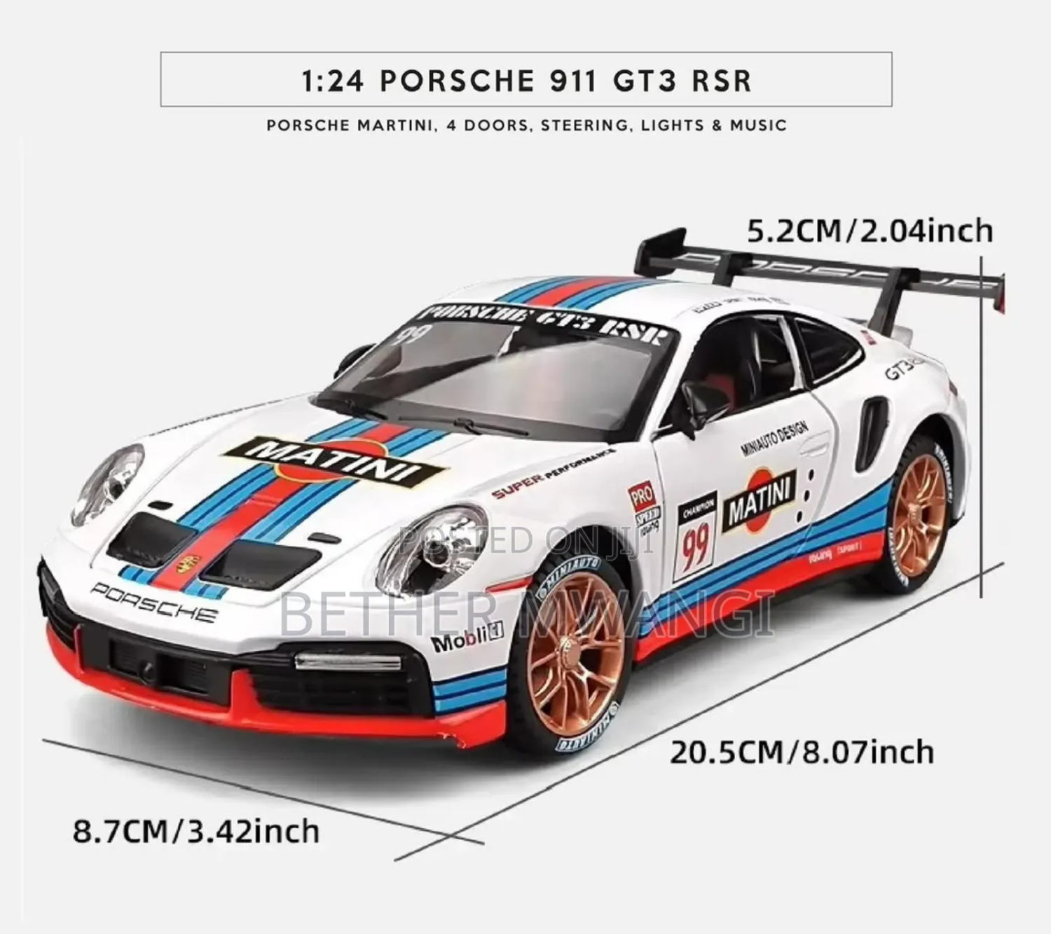 Porsche 911 Gt3 RSR Die Cast Car