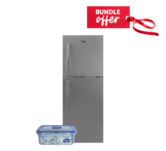 Von VART-25NHS Double Door Fridge 220L - Silver