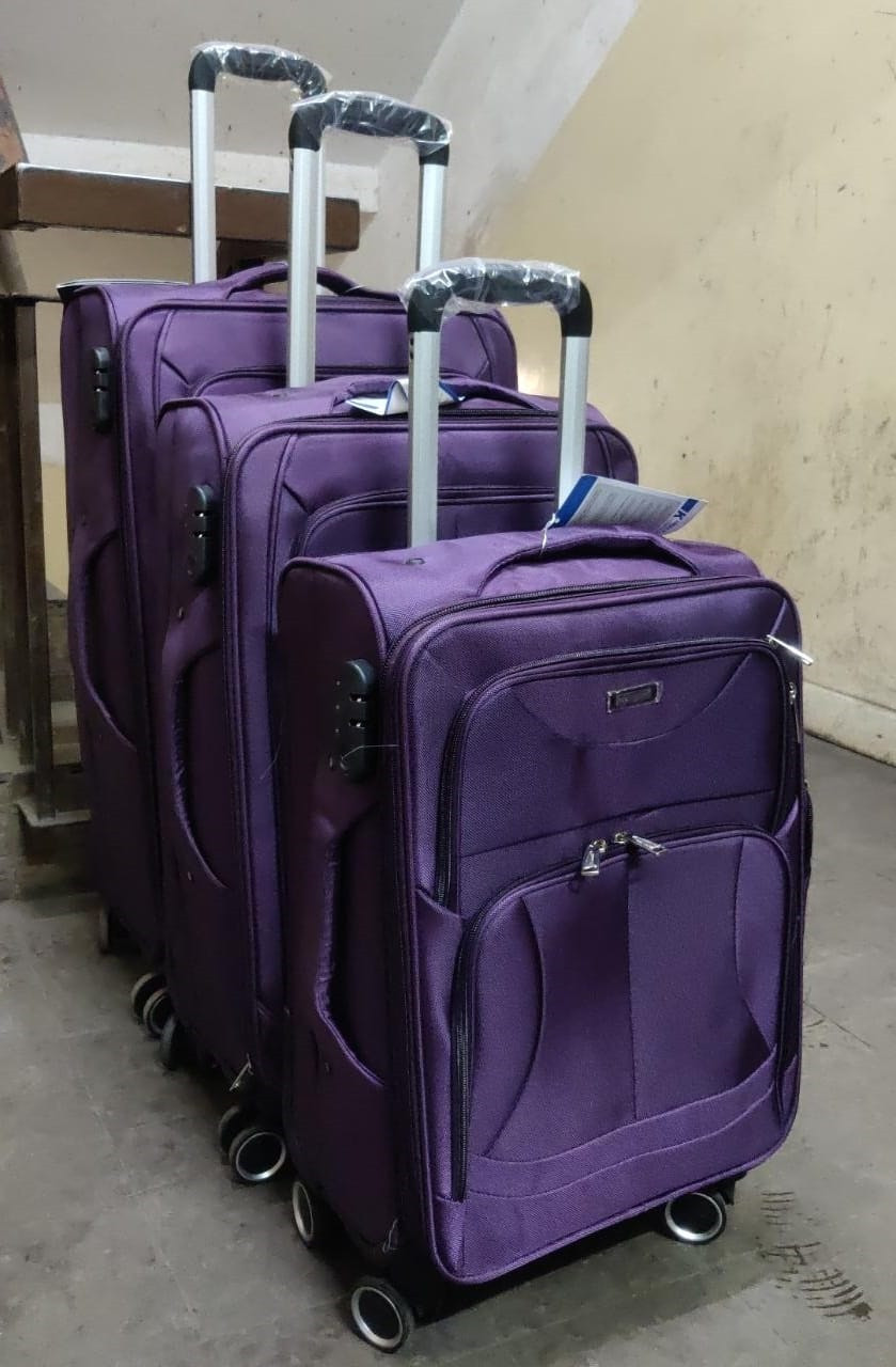 HIGH QUALITY DESIGNER 4PC 4 WHEEL TRAVELLING BAG-PURPLE