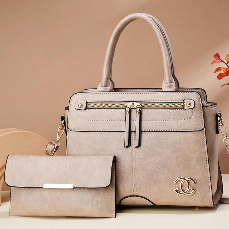Fashion 2 In 1 Classy Pu Leather Shoulder Handbag Sling bag With Pouch - Brown