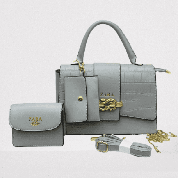 3 IN 1 CLASSIC ZARA DESIGN LADIES HANDBAG-WHITE