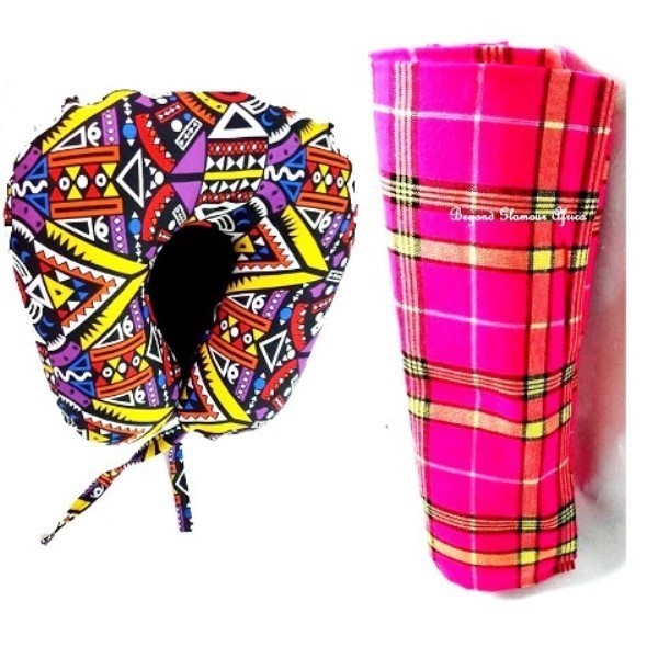 Travelling multicolor ankara pillow with Maasai shuka