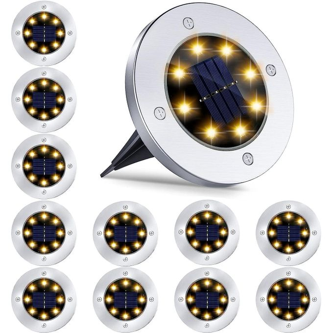 Solar Ground Lights, 8 LED Landscape Lawn Lighting for Garden -12 pieces