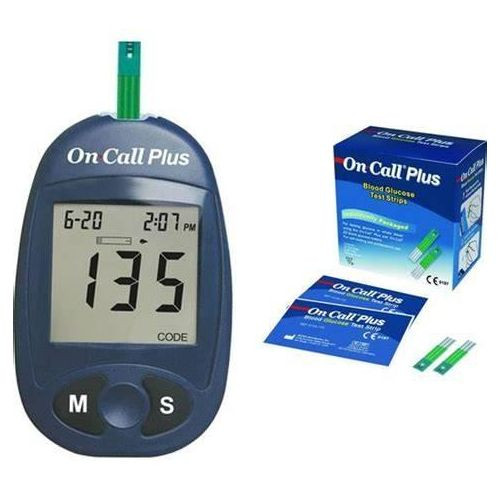 Oncall plus Blood Glucose Monitoring Kit with 150 Blood Sugar Test Strips, 100 Lancets, 1 Blood Glucose Meter,
