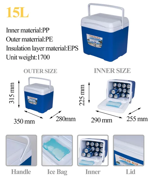 15 L Leak-Proof, Air Tight, Drybox Cooler and Small Hard Shell Lunchbox for Men and Women