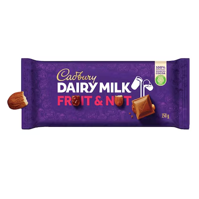 Cadbury Dairy Milk Fruit And Nut Chocolate Bar 150Gx20