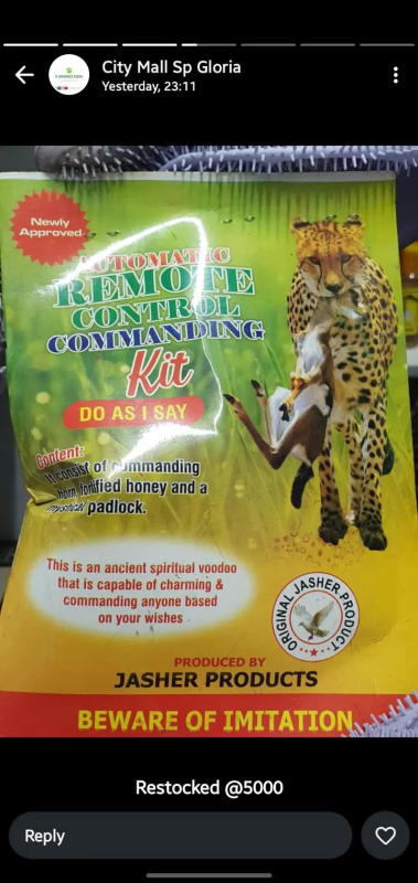 Automatic remote control commanding kit fron nigeria. for spiritual uses .helps u command ur stingy person and ur cheating lover to only think and love you. this is a granteed product