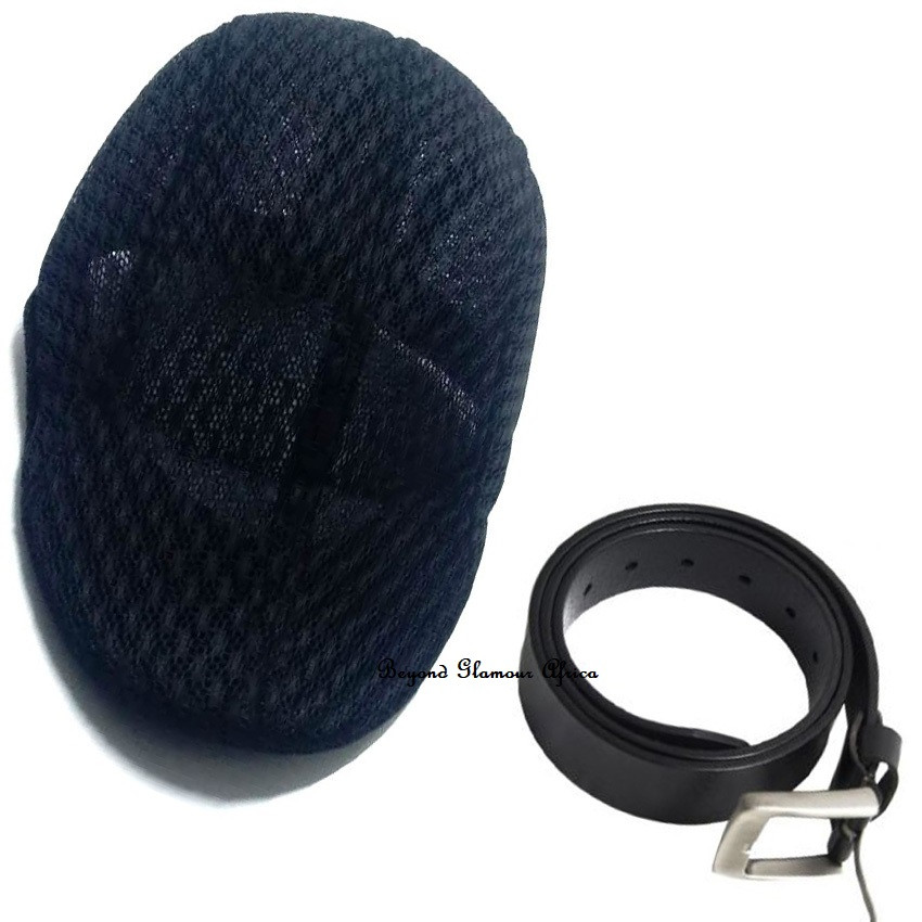 Mens Black  Mesh Cap with belt