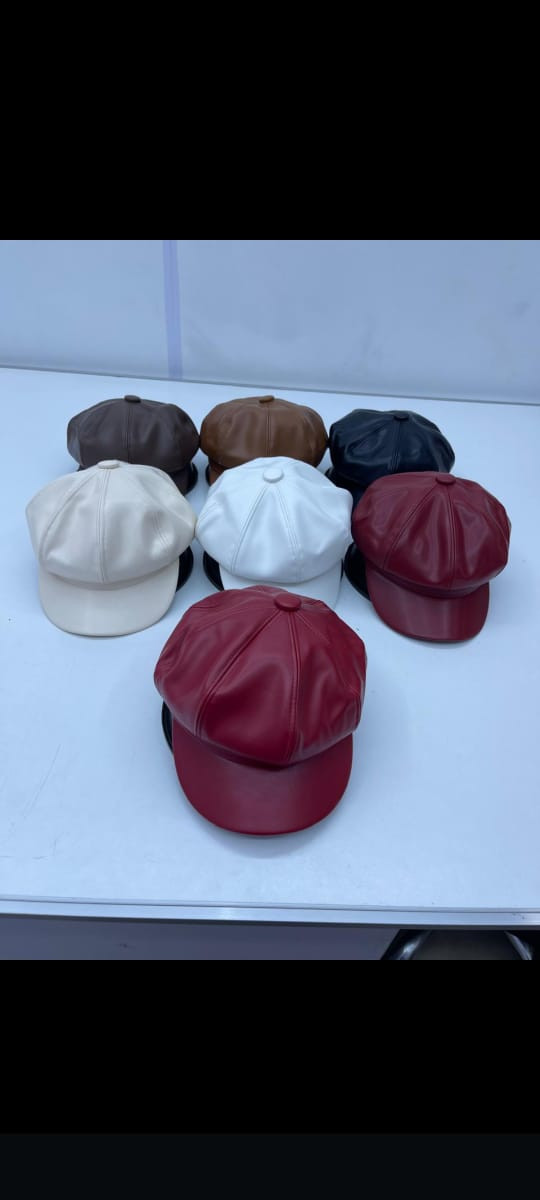 Share this product    Casual Faux leather newsboy unisex octagonal fashion cap