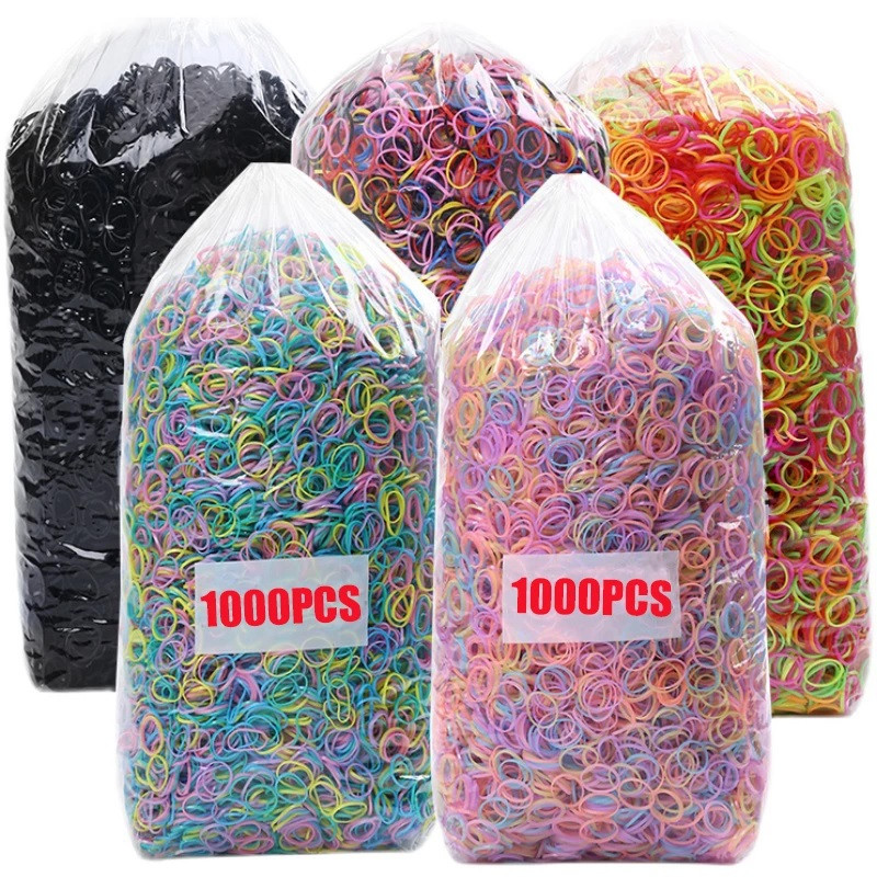 1000 Pieces/ 2000 Pieces Colorful Elastic Hair Rubber Bands Scrunchie for Kids