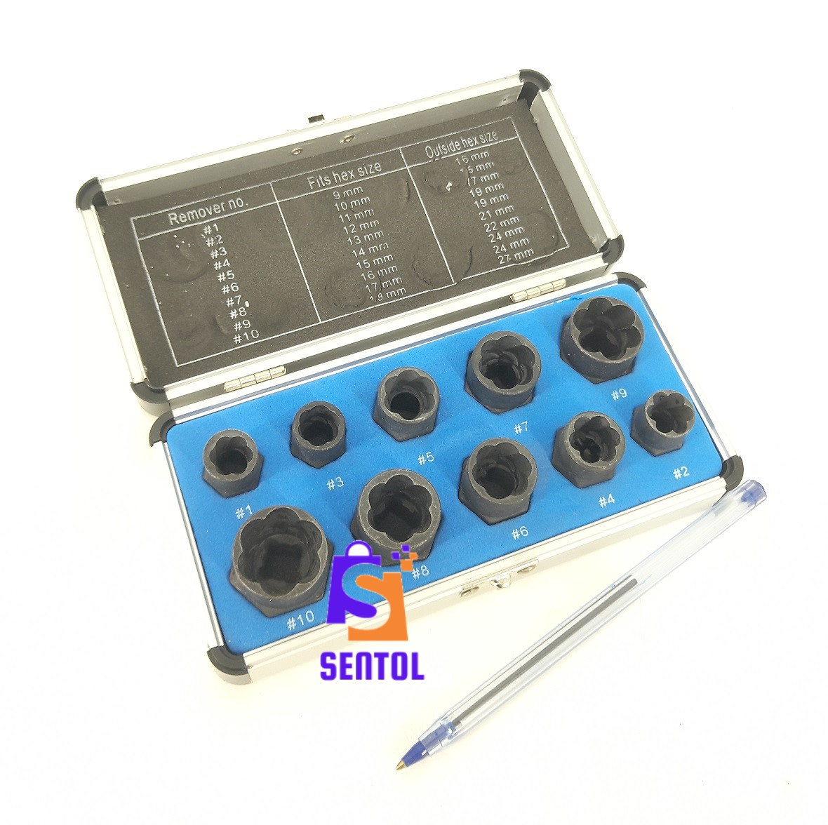 10PCS Damaged Bolt Nut Screw Remover Extractor Set With Box