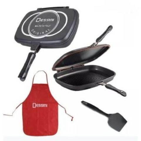 Dessini Double Grill Non-stick Pressure Pan 36cm- Free Apron & Spoon
