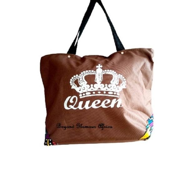 Womens Brown ankara canvas handbag