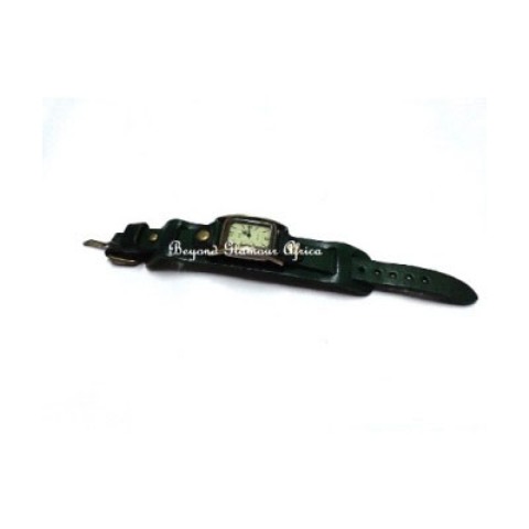 Mens Leather green watch