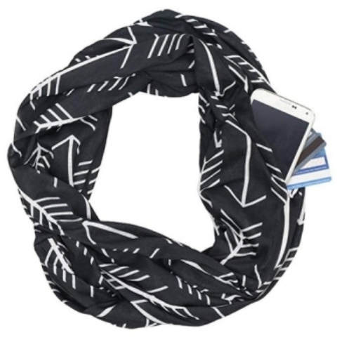 Infinity scarf with zipper pocket