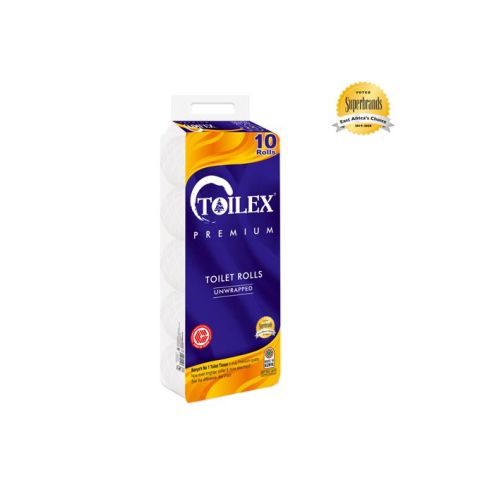 Toilex Premium 2 Ply Unwrapped White Toilet Tissue 10 Pack