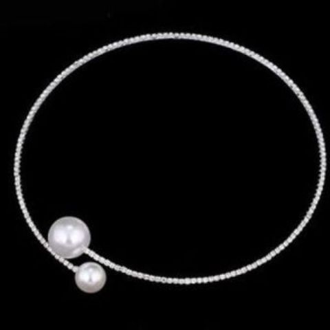 Necklace Chocker Rhinestone Pearl