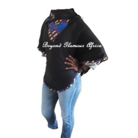 Black Ankara Theme Poncho