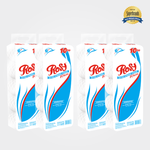 Rosy 2 Ply Unwrapped White Toilet Tissue-10 X 4 Packs In a Bale